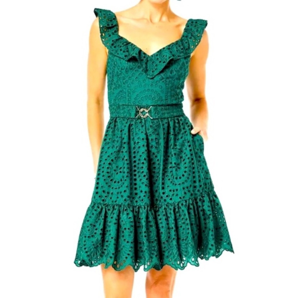 Lilly Pulitzer Lexalyn Eyelet Fit And Flare Dress Hosta Green Moroccan 6